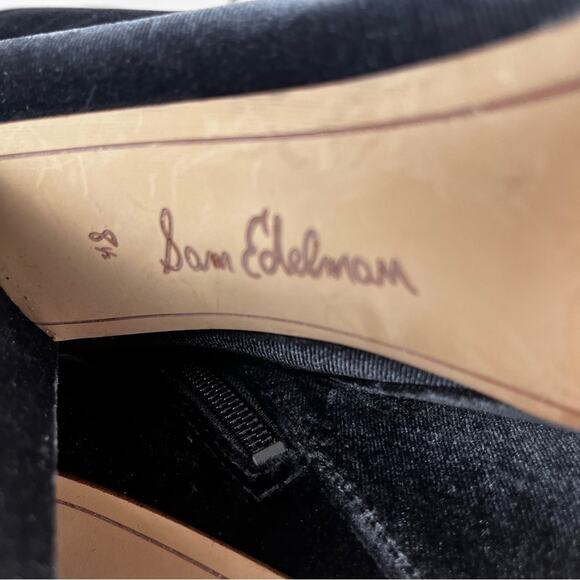 Sam Edelman Calexa Blue Velvet Heeled Sock Boots size 8.5 - Picture 6 of 12